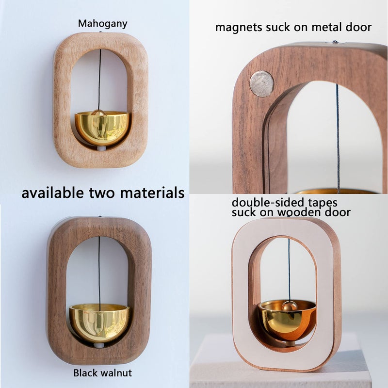 SANOSY Magnetic Shopkeepers Bell Wood Doorbell Wind Chime for Refrigerator  Room  Porch  Garden  Backyard  Restaurant Home Garden Windchime Housewarming Gift(Walnut) - Image 3